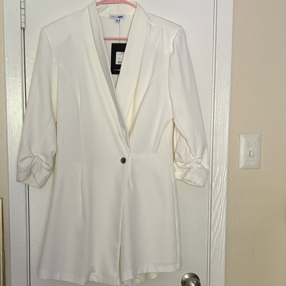 Fashion Nova White Blazer Romper